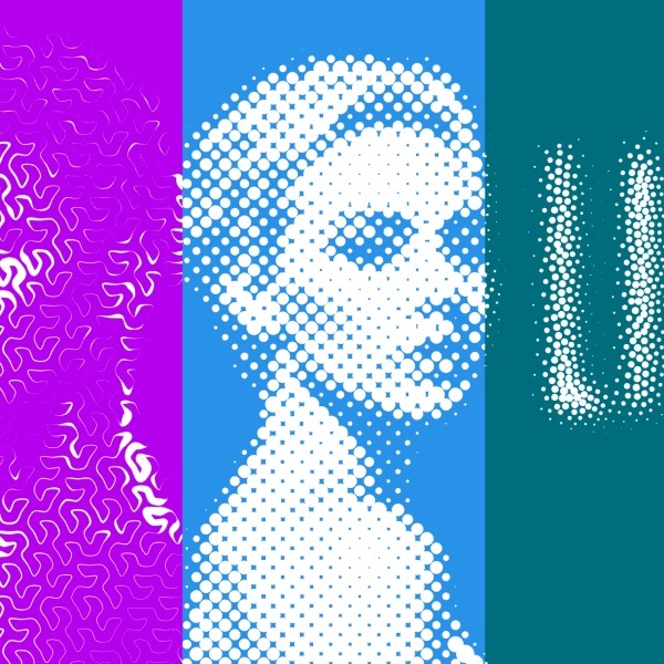 Halftone portrait and vector fills from the new Vexy Lines site