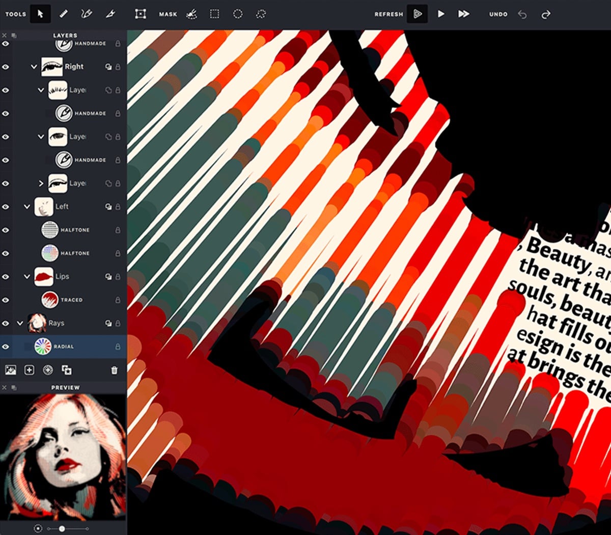 Vexy Lines stroke sampling from source image colors